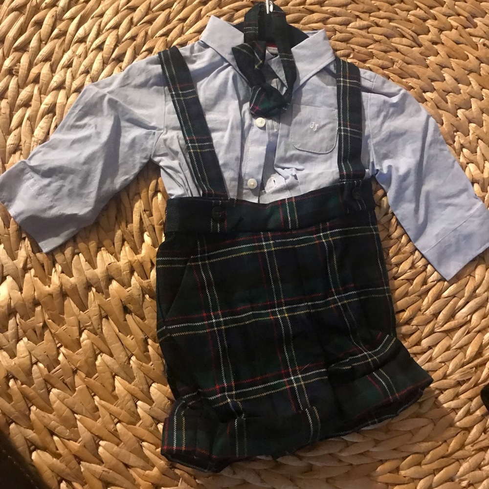 Janie and Jack Plaid Shorts Suspenders